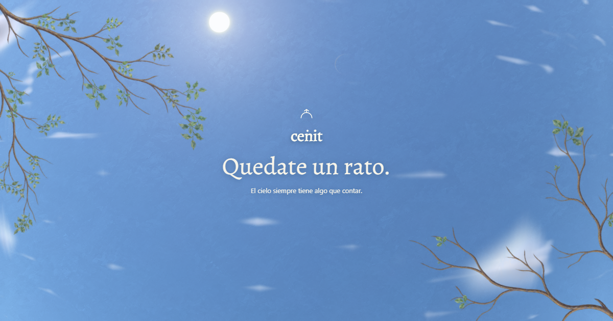Cenit — A contemplative sky simulation & discovery web app built with Three.js and TypeScript